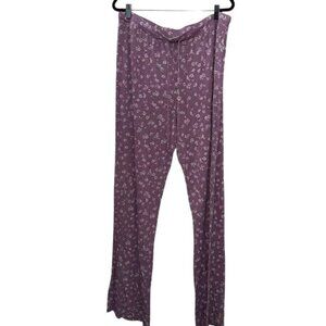 Honeydew Womens Ribbed Floral Pajama Pants XXL Purple Drawstring Waist